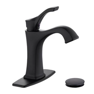 Matte Black Bathroom Faucet 1 Hole, Single Handle Bathroom Sink Faucet, Moder... - Picture 1 of 8