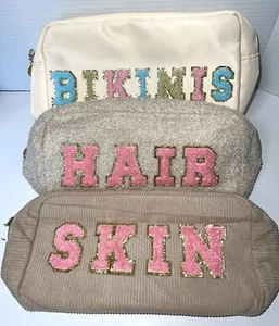 3er Set Kosmetiktaschen Preppy Skin Haar Bikini Tasche für Damen Reise Beige Nylon - Bild 1 von 2