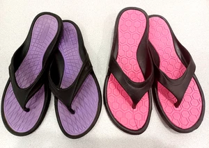 GRENDENE STYLE Flip Flops Women Size 10 Purple/Black or Pink/Black Beach Sandal - Picture 1 of 9