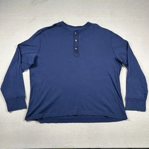 Polo Ralph Lauren Shirt Mens 2xl Henley Long Sleeve Navy Blue Rogan Raglan - Picture 1 of 9