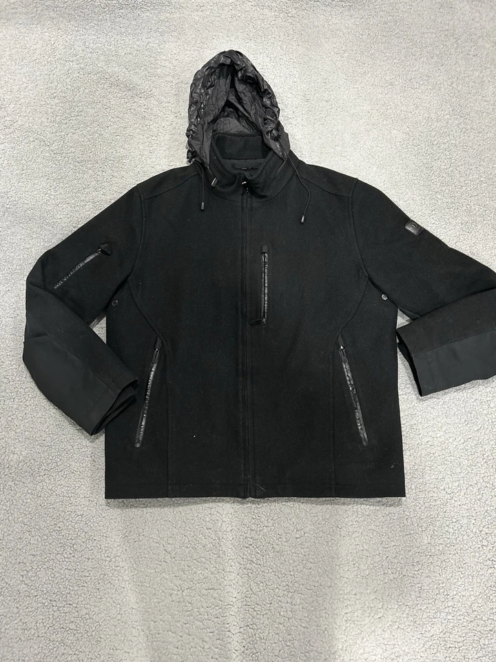 Chaqueta de Lana Tumi Tech Para Hombre Grande Negra Cremallera Completa Con Capucha Exterior Chaqueta Universitaria Foto 1 de 4