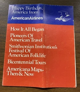 RARE Vintage American Airlines Map Poster Foldout Happy Birthday Bicentennial - Picture 1 of 6