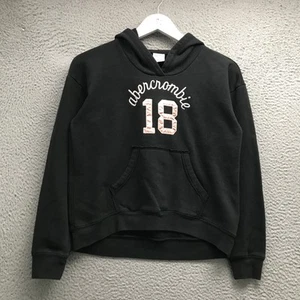 Abercrombie Kids 18 Sweatshirt Hoodie Girls Youth XL/16 Embroidered Pocket Black - Picture 1 of 5