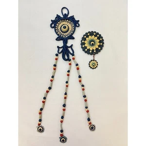 Evil Eye Protective Wall Hanging Decor Amulet Ornament Room Accessory 2 Pcs VTG - Picture 1 of 16
