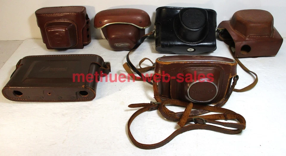 Leather Camera Cases X 6~Vintage~Ricoh 35, Kodak, Zorki, Voighander, Universal - Image 1 of 1