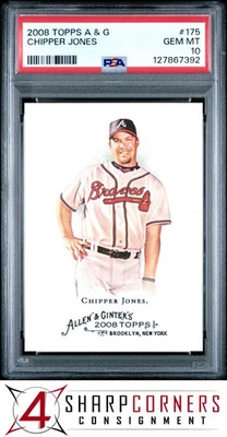 2008 TOPPS ALLEN & GINTER #175 CHIPPER JONES BRAVES HOF PSA 10 - Image 1 of 2