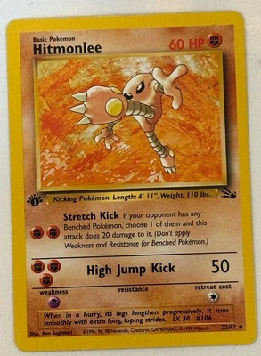 Hitmonlee 22/62 1st EDITION Rare Unlimited Fossil Regular LP 1999 WOTC Vintage - Image 1 of 4