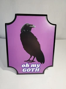 10" LEGNO STAMPA CORVO HALLOWEEN AUTUNNO DECORAZIONE PARETE APPENDERE CORVO OH My Goth - Foto 1 di 6