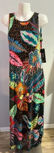 MSK Women Dress Long Maxi Black Floral Medium Liquid Knit Stretchy New NWT - Picture 1 of 8