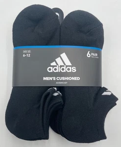 Calcetines Adidas Para Hombre Acolchados No-Show - Logo Negro/Blanco - Aeroready Talla 6-12 - Imagen 1 de 2