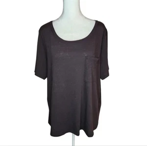 Eileen Fisher T-Shirt Bio-Baumwolle Slubby Jersey Tasche schwarz Large - Bild 1 von 6