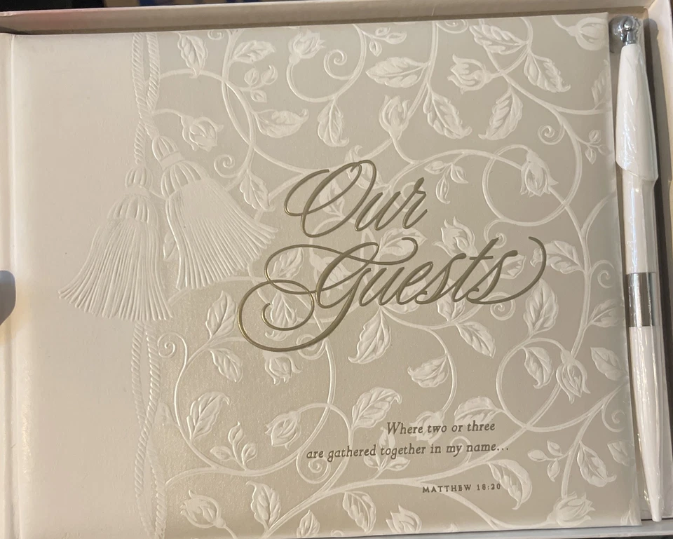 Libro de visitas Hallmark con bolígrafo sellado nuevo en relieve ornamentado con caja Foto 1 de 4