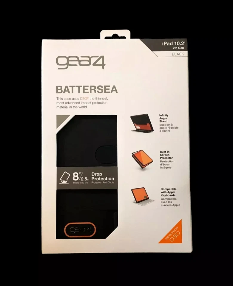 New Gear4 Battersea - Black 7th Gen iPad 10.2" Inch Protective Case - D3O - Image 1 of 1