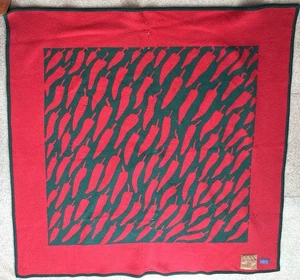Vtg Pendleton Dewey Trading Co Chile Chili Blanket 56x56 Wool USA Red Green READ - Picture 1 of 18