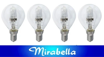 4 x 28W Clear Fancy Round Light Globes Bulbs Lamps E14 Small Screw SES Halogen - Image 1 of 3