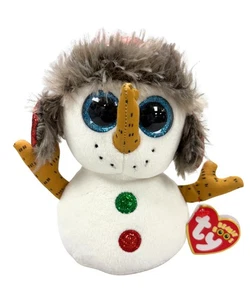 Ty Beanie Boos - Botones el muñeco de nieve, ojos brillantes, juguete de peluche MWMT - Imagen 1 de 6