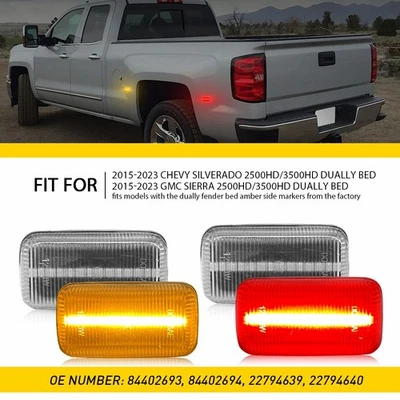 For GMC Sierra 2500HD 3500HD 15-23 Dually Bed Clear Lens 4x LED Side Marker Lamp - Изображение 1 из 4
