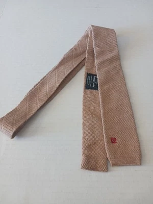 Vintage Pierre Cardin Knit Wool Beige Sock Tie Skinny Square End Trunk Necktie - Image 1 of 3