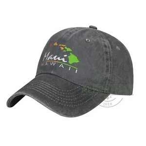 Maui Hawaiian Islands Unisex Denim Hat Adjustable Baseball Cap - Picture 1 of 8