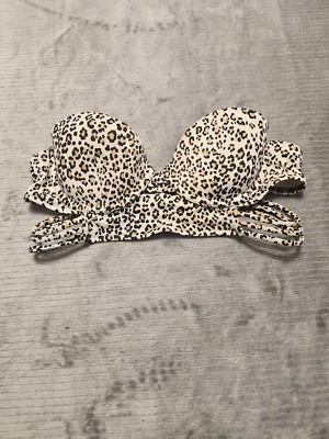 Blusa de biquíni Victoria's Secret tamanho 32A estampa de leopardo sem alças - Imagem 1 de 3