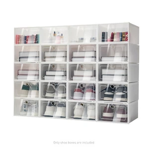 20-Pack Plastic Stackable Shoe Box Set Clear Foldable Shoe Storage Container - Picture 1 of 24