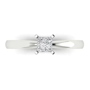 0.5 cttw Solitaire Moissanite Engagement Ring - 14K Solid Gold (White Gold) - Picture 1 of 11