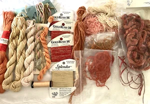 Needlepoint Embroidery Thread Collection Lot of 19 Assorted Colors Peach Coral - Picture 1 of 8