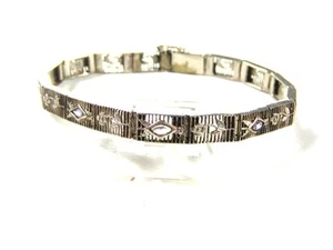 Pulsera eduardiana Art Deco plata esterlina amítesis filigrana sin marca 7715aa - Imagen 1 de 6