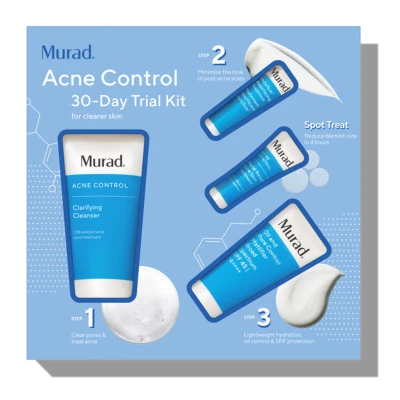 Kit de teste de 30 dias Murad controle de acne 4 peças fugas e cicatrizes - Imagem 1 de 4