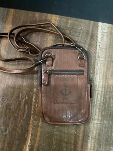 Harbour 2nd Benita Brown textured Leather Crossbody Cellphone wallet Purse - Picture 1 of 7