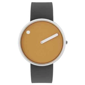 Picto 43354-3420S Watch Medium Mustard Yellow Dial Grey Silicone Strap - Picture 1 of 5