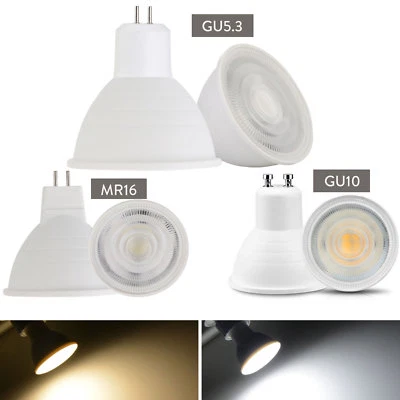 Dimmable GU10 COB LED Spotlight 7W MR16 GU5.3 Bulbs Light 110V 220V White Lamp - Image 1 of 4