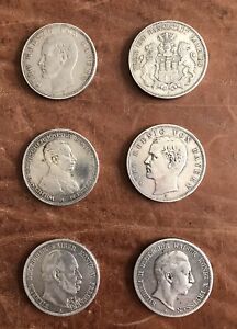 6 Silbermünzen 5 Mark Kaiserreich