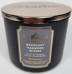 BATH & BODY WORKS WHITE BARN MAHOGANY TEAKWOOD INTENSE 3 WICK 14.5 OZ SCENTED... - Picture 1 of 5