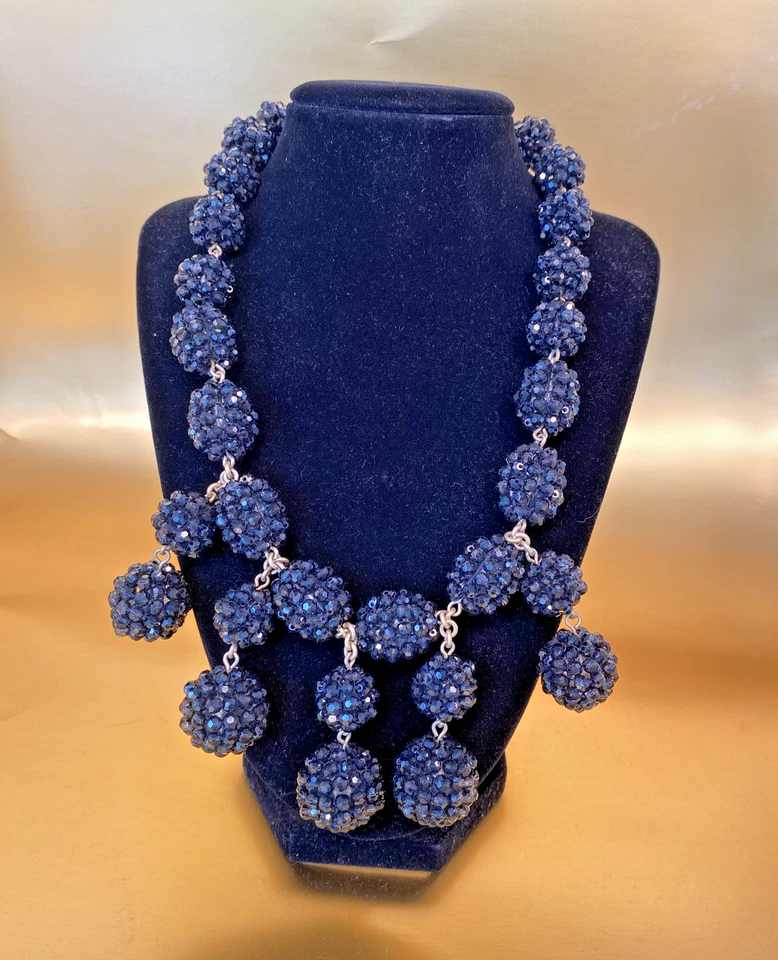 Precioso collar babero JCrew Blackberry negro con cuentas cystal 18,5"   Foto 1 de 4