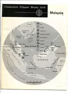 Vintage PAN AM AIRWAYS Classroom Clipper Booklet geography MALAYSIA 1960s - Picture 1 of 2
