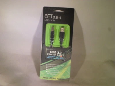 Hype 6 ft USB cable 2.0 Printer Cable Connects PC or Mac to USB device      B1-9 - Image 1 of 4