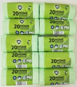 10 Litre Compostable Kitchen Caddy Bin Liners Tie Handle 400mm W x 510mm L. - Picture 1 of 6