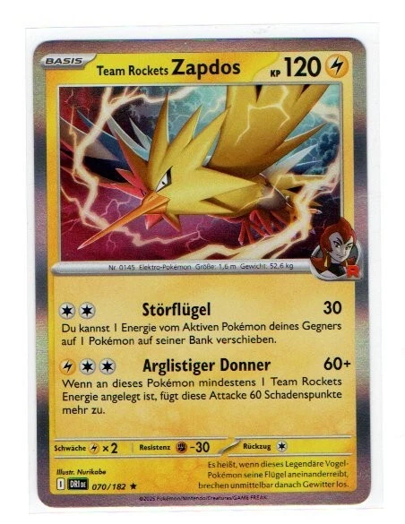Team Rockets Zapdos - DRI DE - 070/182 - Rare - Bild 1 von 1