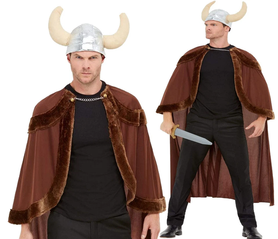 Viking Mens Fancy Dress Saxon Warrior Adults Historical Vikings Costume Outfit - Image 1 of 1