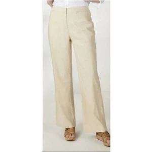 Pantaloni Coldwater Creek Wheat Ridge in misto lino naturale 22 W - Foto 1 di 3