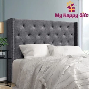 Artiss QUEEN Size Bed Head Headboard Bedhead Fabric Frame Base Grey LUCA - Picture 1 of 8