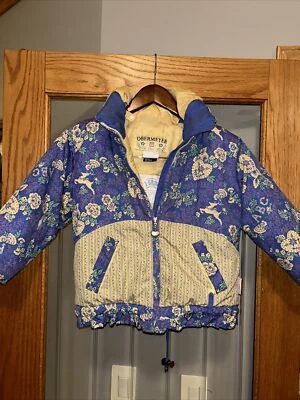 Chaqueta Abrigo Esquí OBERMEYER Vintage “I Grow” Talla 5 Púrpura Amarillo Azul Floral Foto 1 de 4