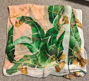 DOLCE & GABBANA sciarpa verde floreale banana tropicale seta accessorio copricostume - Foto 1 di 5