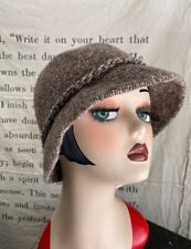August Hat Co Heather Brown Braided Band Packable Bucket Cloche Hat One Size NEW