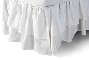 RACHEL ASHWELL COUTURE Liliput White Double Ruffle CAL KING BEDSKIRT Shabby Chic - Picture 1 of 7