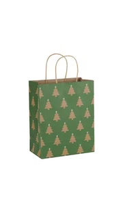 SSWBasics Medium - Green Christmas Tree Paper Shopping Bags - Case of 100 - Picture 1 of 1