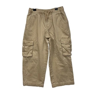 L.L. Pantalón cargo forrado de franela de frijol algodón caqui bolsillos elásticos en la cintura 5T-6T - Imagen 1 de 13