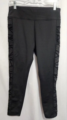GORGEOUS NWOT Black Leggings with Lace Side Panels and Pockets Sz XL - Image 1 of 4