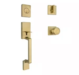 Home Decorators Bleecker Satin Nickel Türdrücker Set mit Ridgeway Innenknopf - Bild 1 von 8